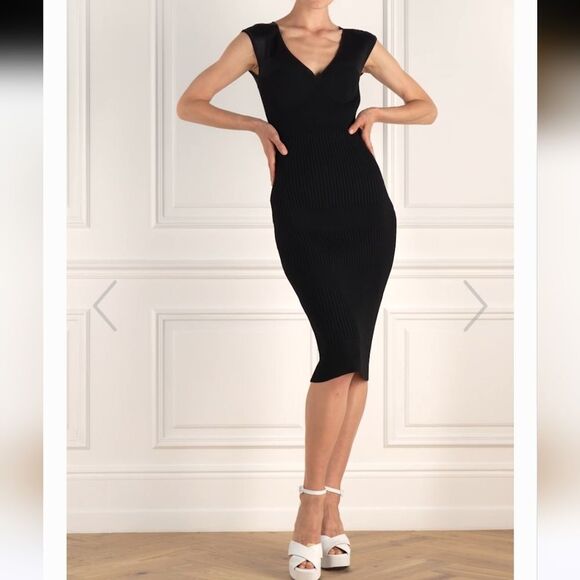 Herve Leger Paris Bodycon Black Knitted Dress Size XS - Picture 1 of 16